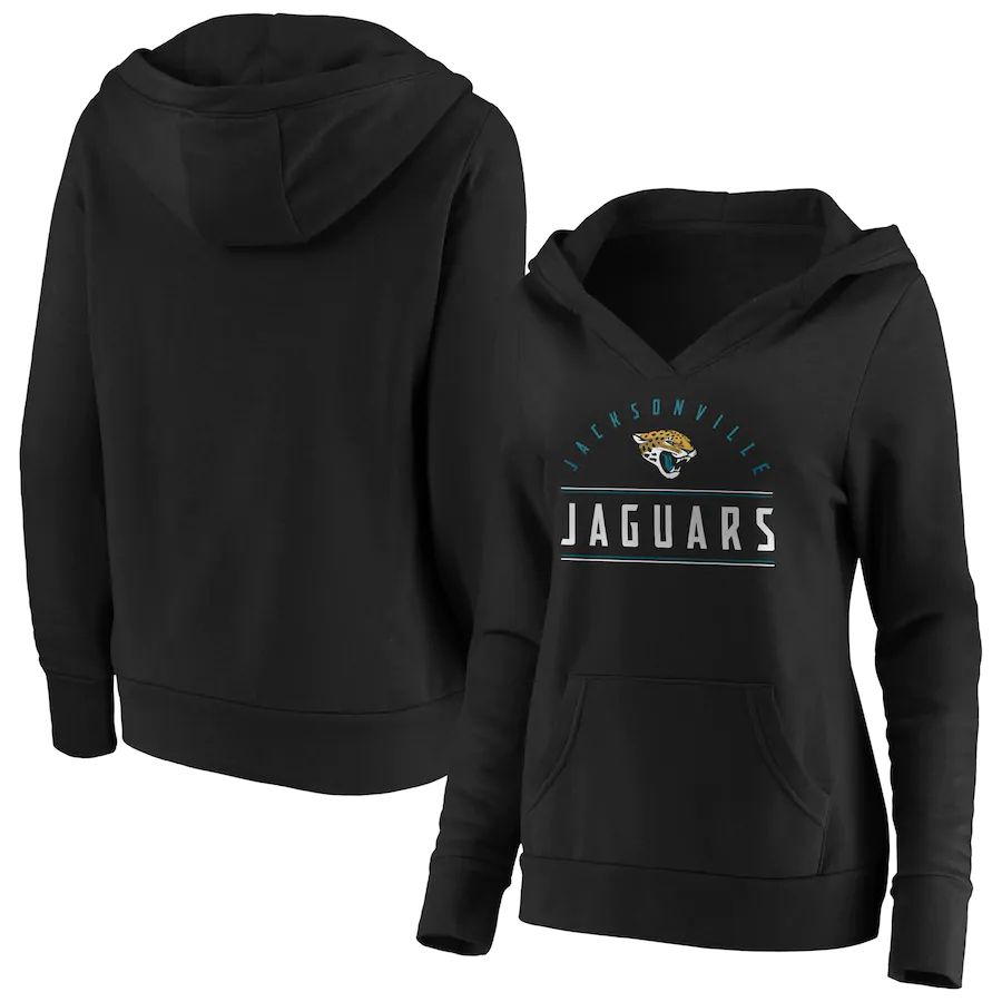 Women Jacksonville Jaguars Fanatics Branded Black Iconic League Leader V-Neck Pullover Hoodie